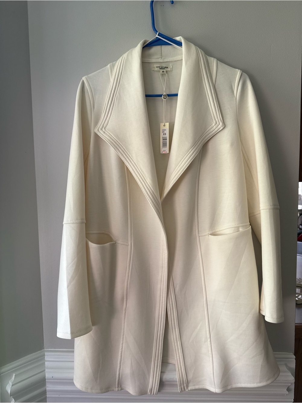 Max Studio Bone Open-Front Trench Size XS
